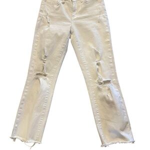 Flying Monkey‎ Jeans Straight Leg Raw Edge Frayed Hem Stretch White - Size 26
